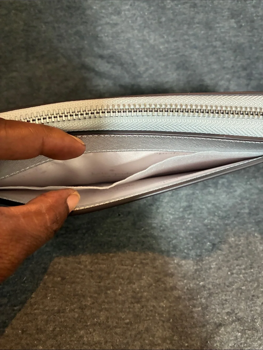 kate spade Metallic Silver Zip-Around Wallet
